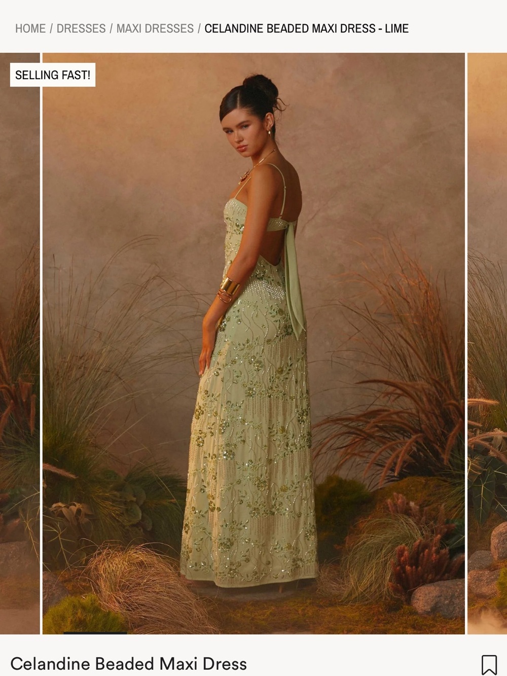 Peppermayo Light Green Beaded Maxi Dress - Picture 2 of 5